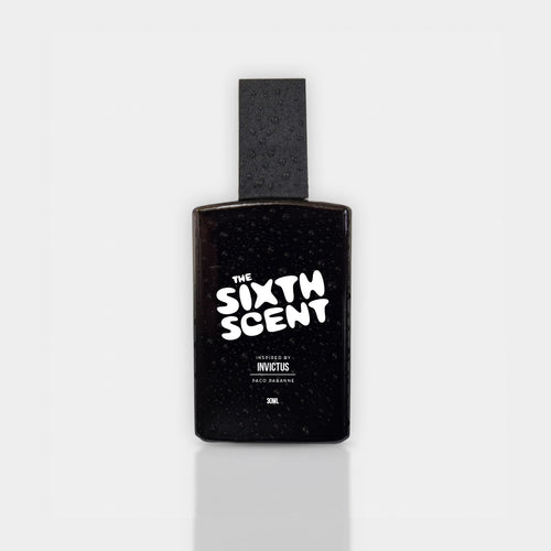 Invincible perfume bottle from The Sixth Scent, sleek design with a modern look, displayed on a neutral background.