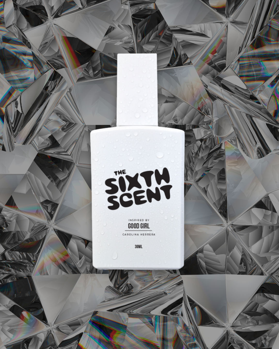 The Sixth Scent GOOD GIRL perfume bottle with a sleek black and gold design, showcasing the elegant fragrance packaging.