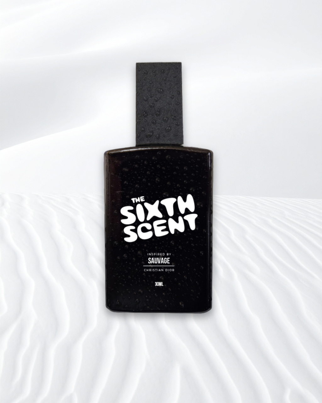 SAVAGE perfume bottle by The Sixth Scent with sleek design and transparent glass showcasing the fragrance inside.